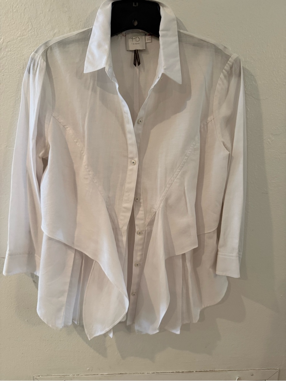 HD in Paris White Layered Button-Front Women's Shirt